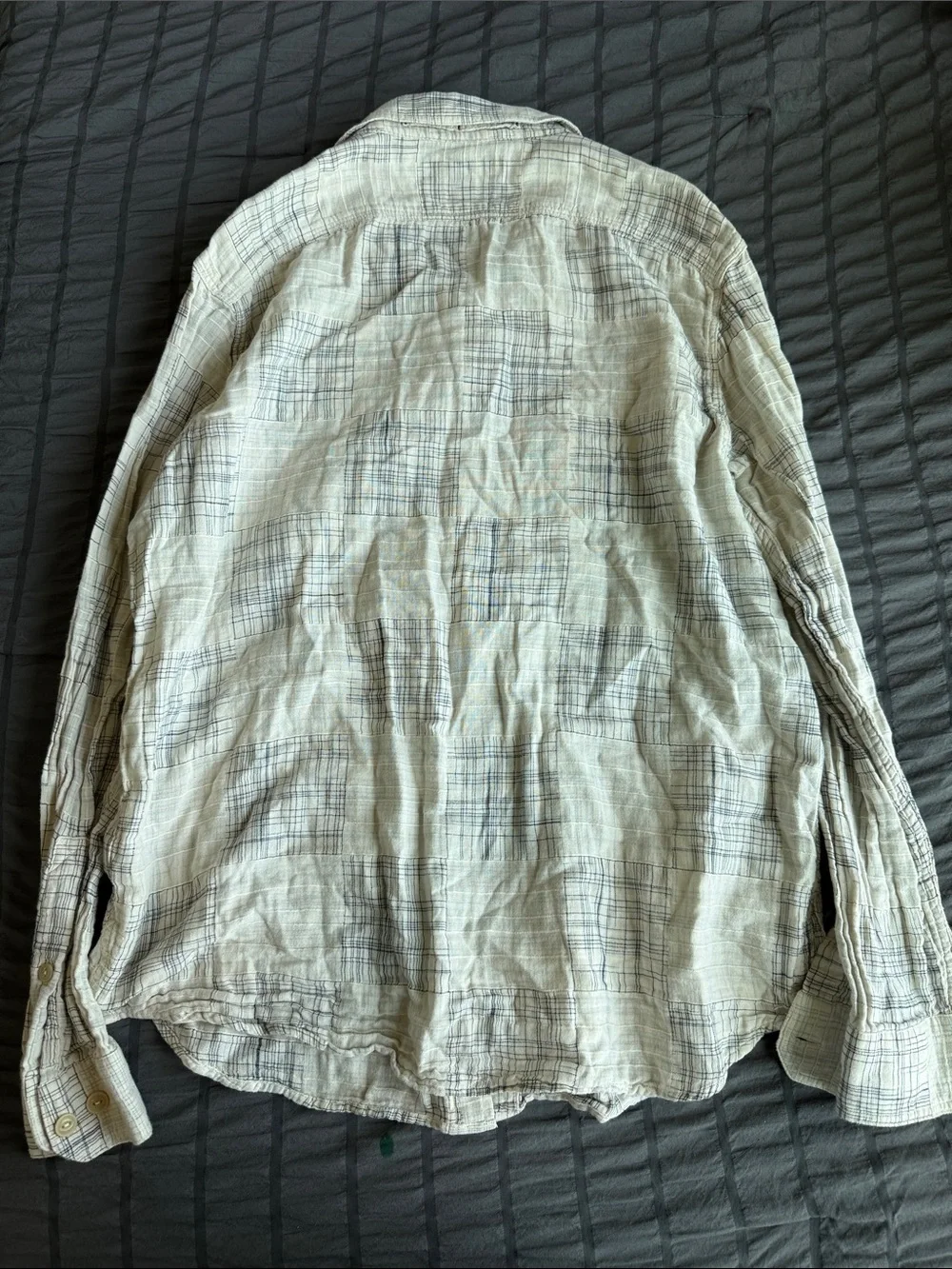 Banana Republic Light White and Gray Plaid Button-Down Shirt